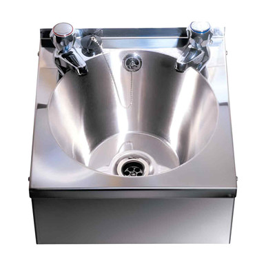 340mm x 350mm Stainless Steel Wash Hand Basin, 2 Tap Hole product image
