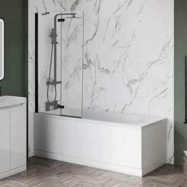 Ai6 Matt Black Bath Screen, 1500mm x 900mm, Left Hand product image