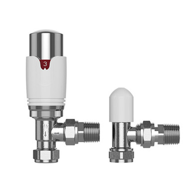 Pro Plus Angled Trv With Lockshield 15mm, White and Chrome Tulip product image