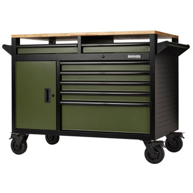 Bunker 14 Drawer Multi-Functional Workbench Roller Tool Cabinet, 48 Inch, Green product image