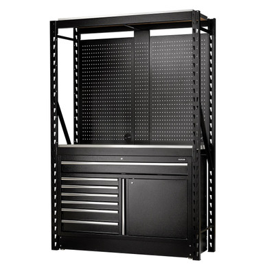 Bunker 14 Piece Modular Storage Combo, 2 Tier Racking With Stainless Steel Shelving, Pegboards And Floor Cabinet, 1500mm product image