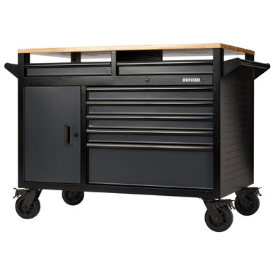 Bunker 14 Drawer Multi-Functional Workbench Roller Tool Cabinet, 48", Grey product image