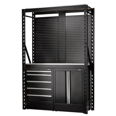Bunker 15 Piece Modular Storage Combo, 2 Tier Racking With Stainless Steel Shelving, Pegboards And Floor Cabinets, 1500mm product image