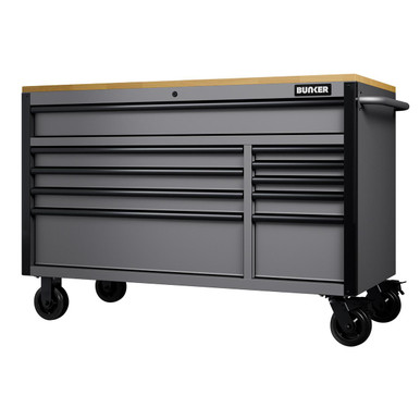 Bunker 10 Drawer Workbench Roller Tool Cabinet, 56 Inch, Light Grey product image