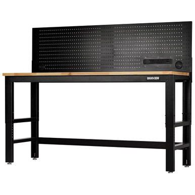 Bunker Workbench With Hardwood Worktop And Power Pegboard, 1830mm product image