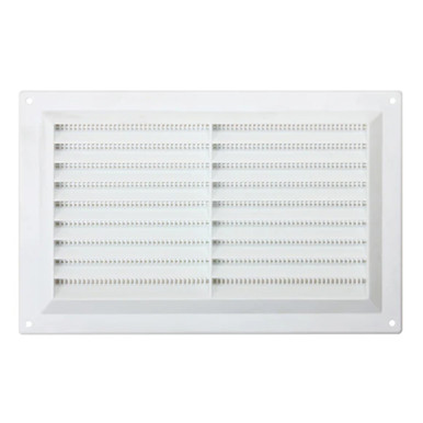 Louvred Vent with Fixed Flyscreen, Plastic, 9" x 6", White product image