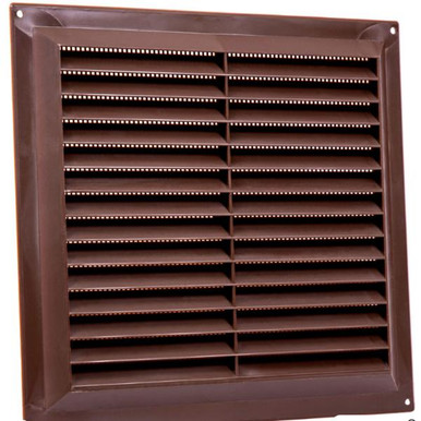 Louvred Vent with Fixed Flyscreen, Plastic, 9 x 9 inch, Brown product image