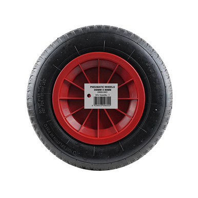 Pneumatic Wheelbarrow Wheel, 350mm, Red Plastic Hub product image