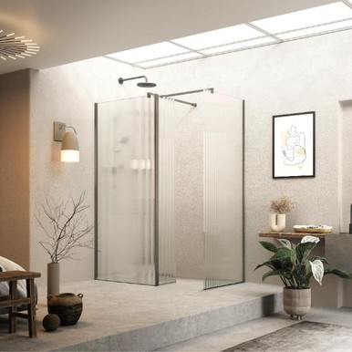 Haven Fluted Wet Room Panel, 900mm, 8mm, Gunmetal product image