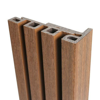 Ecoscape Spiced Oak Slatted End Trim, 75mm x 54mm x 3600mm, product image