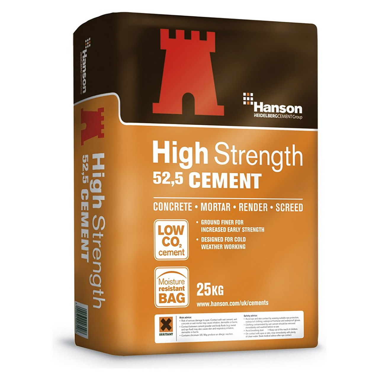 Photograph of Hanson High Strength 52.5N Cement 25kg