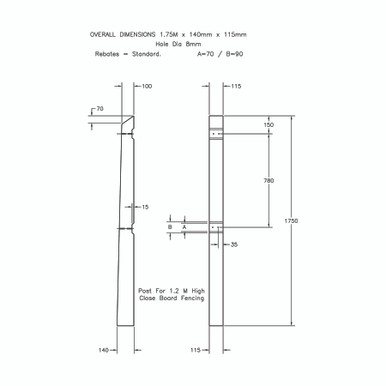 Further photograph of Concrete Post Notched 100mm x 140/115mm x 1.75m