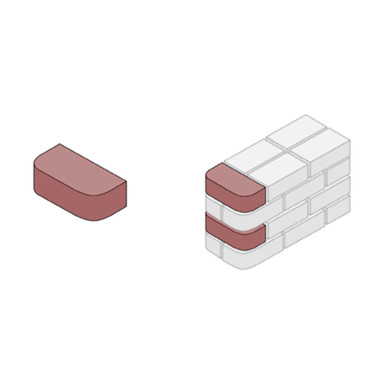 Double Bullnose Special Shaped Brick, Red, 215 x 102 x 65mm product image