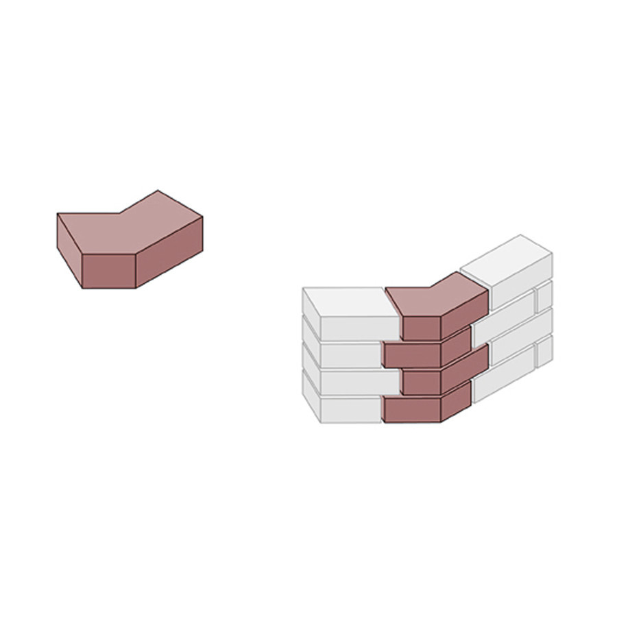 Photograph of Special Shaped Bricks Smooth Red External Angle AN.2.2