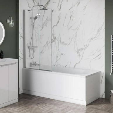 2 Piece Hinged Folding Bath Screen, 1500mm x 900mm, Left Hand, Chrome product image