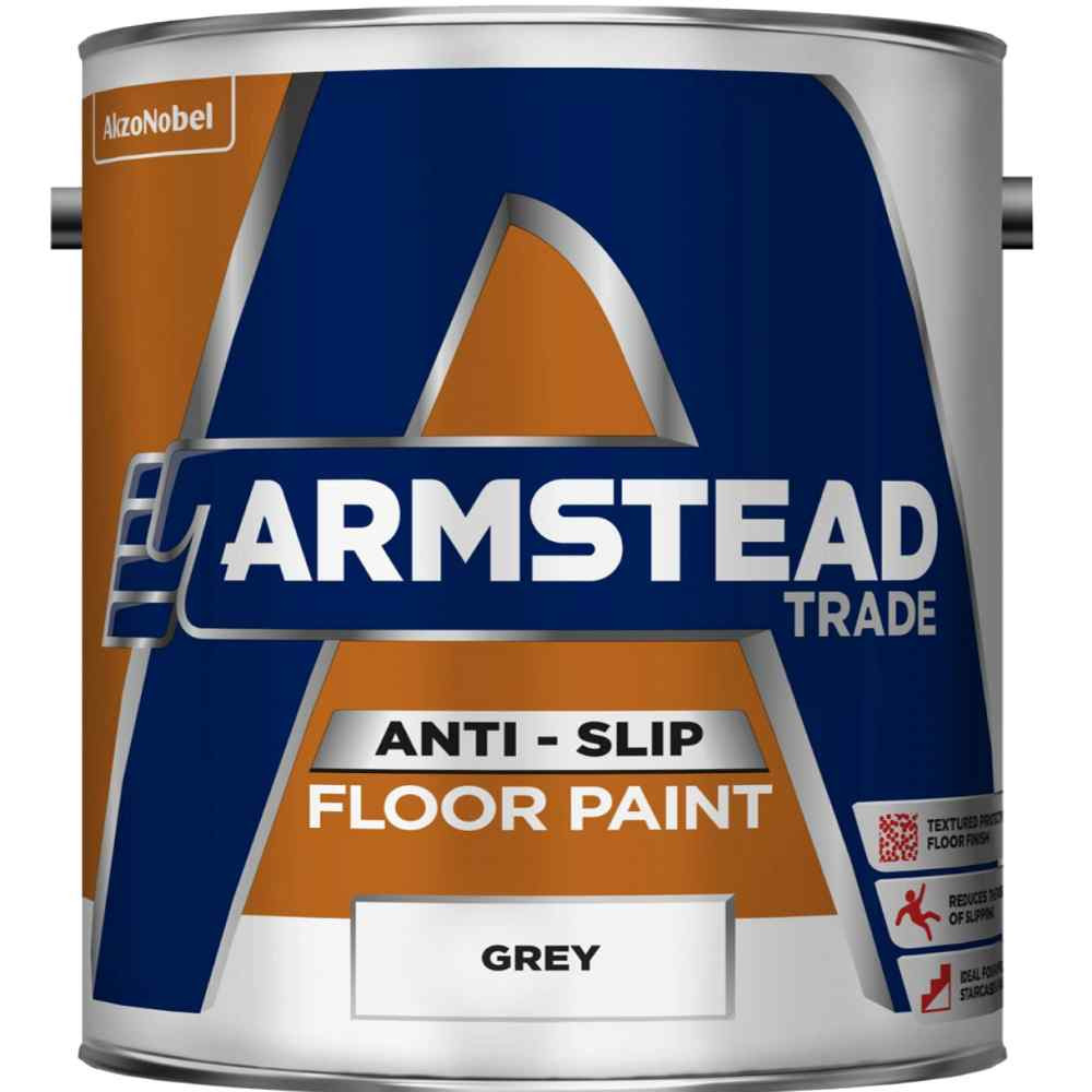 Photograph of Armstead Trade Anti-Slip Floor Paint, Red, Textured Finish, 5L, 8 sq m/l