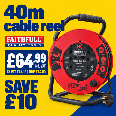 Faithfull Cable Reel, 40m, Open Reel product image