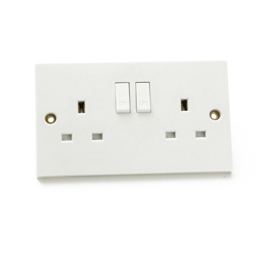 Photograph of SMJ Electrical 2 Gang Switched Socket Clam Pack 13A