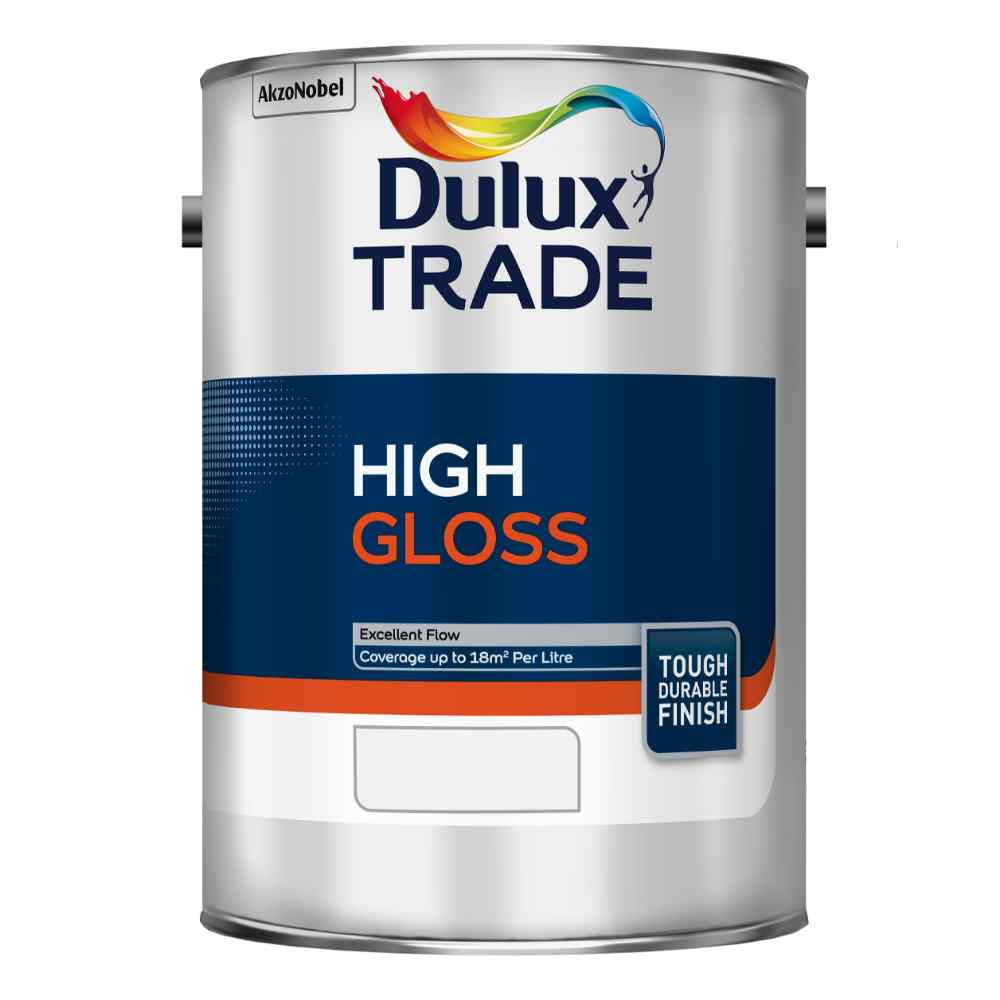 Photograph of Dulux High Gloss Pure Brilliant White 1L, Solvent Based, 18 sq m/l Coverage Area