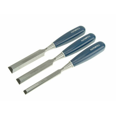 Further photograph of Faithfull Blue Bevel Edge Chisel (Set of 3)