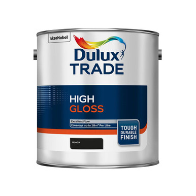 Dulux High Gloss Black Paint, Solvent Based, BS 6150 Certified, 1L