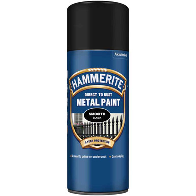 Hammerite Rust Metal Paint, Black, Smooth Finish, 400ml Aerosol, 368g product image