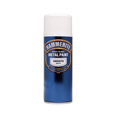 Further photograph of Hammerite Rust Metal Paint, White, Smooth Finish, 400ml Aerosol, 0.5 sq m/l