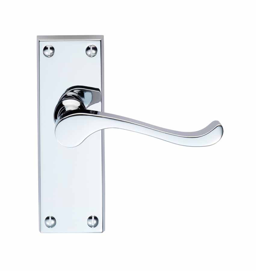 Photograph of Contract Victorian Scroll Lever Latch Handle Chrome