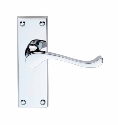 Further photograph of Contract Victorian Scroll Lever Latch Handle Chrome