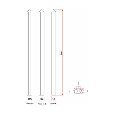 Further photograph of Concrete Post Slotted Intermediate 100mm x 125mm x 2.05m