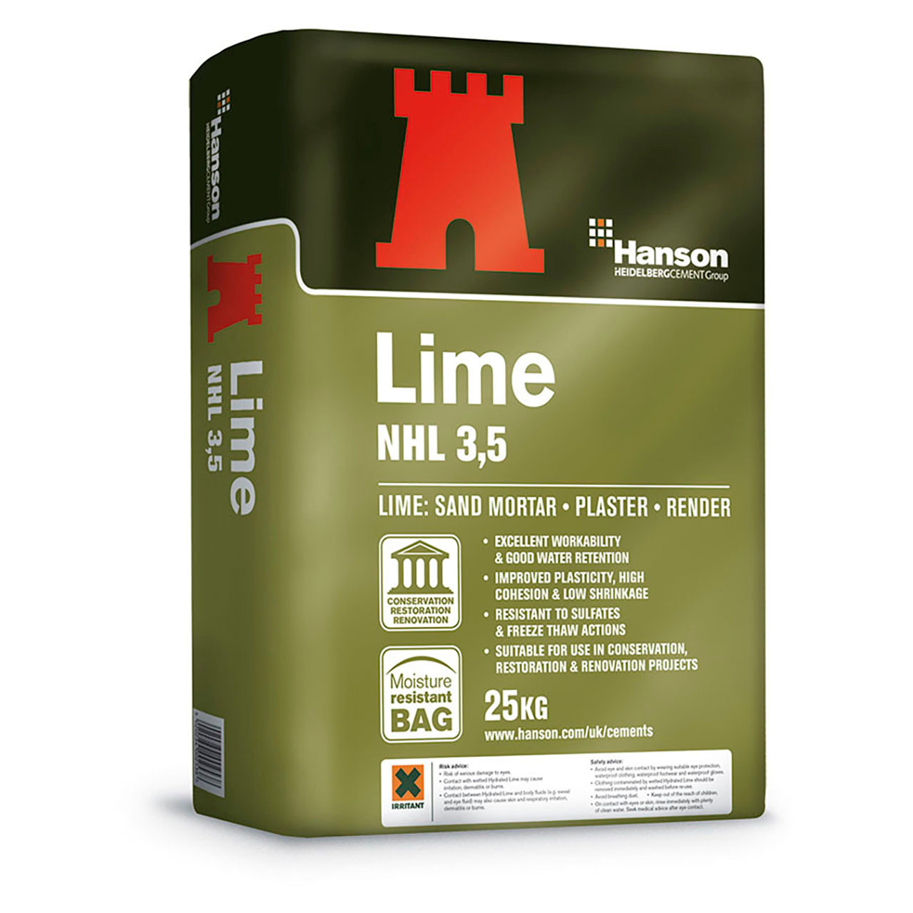 Photograph of Hanson Hydraulic Lime NHL3.5, White, 25kg