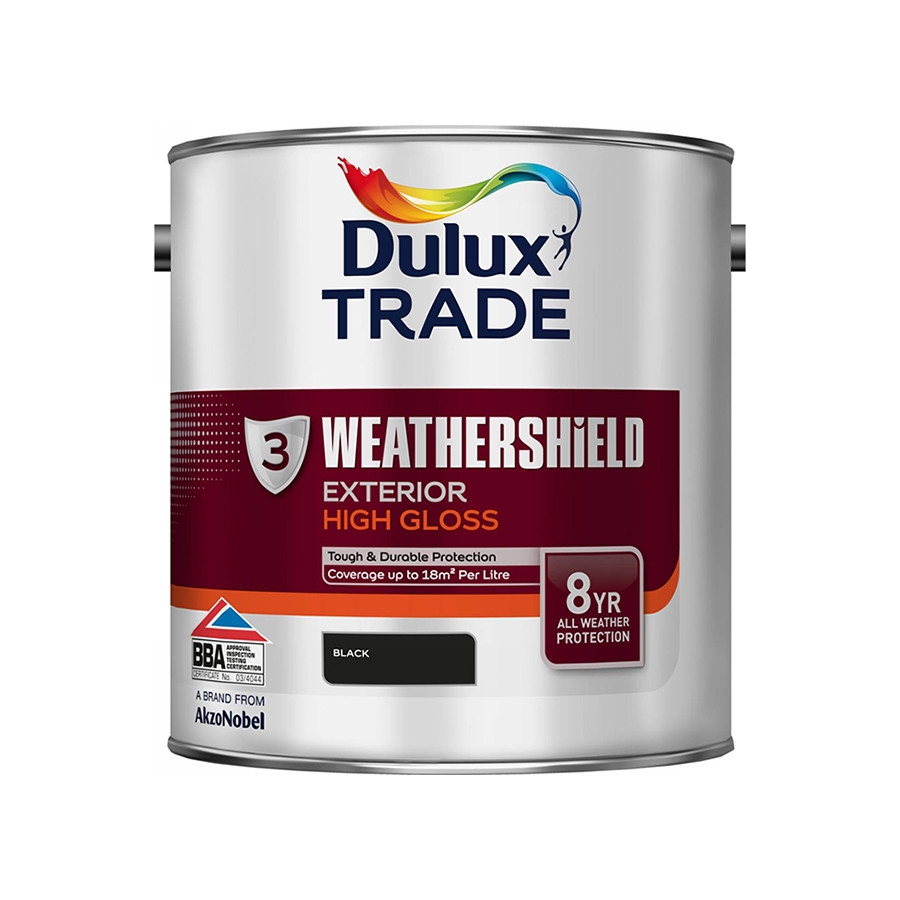 Photograph of Dulux Weathershield Trade High Gloss Black 1L