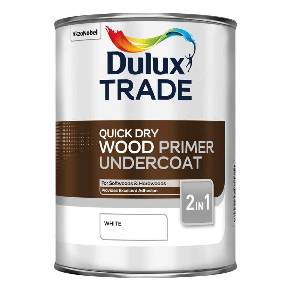 Photograph of Dulux Primer Undercoat White Matt 1L, Water Based, 7 Year Warranty, 1.5kg