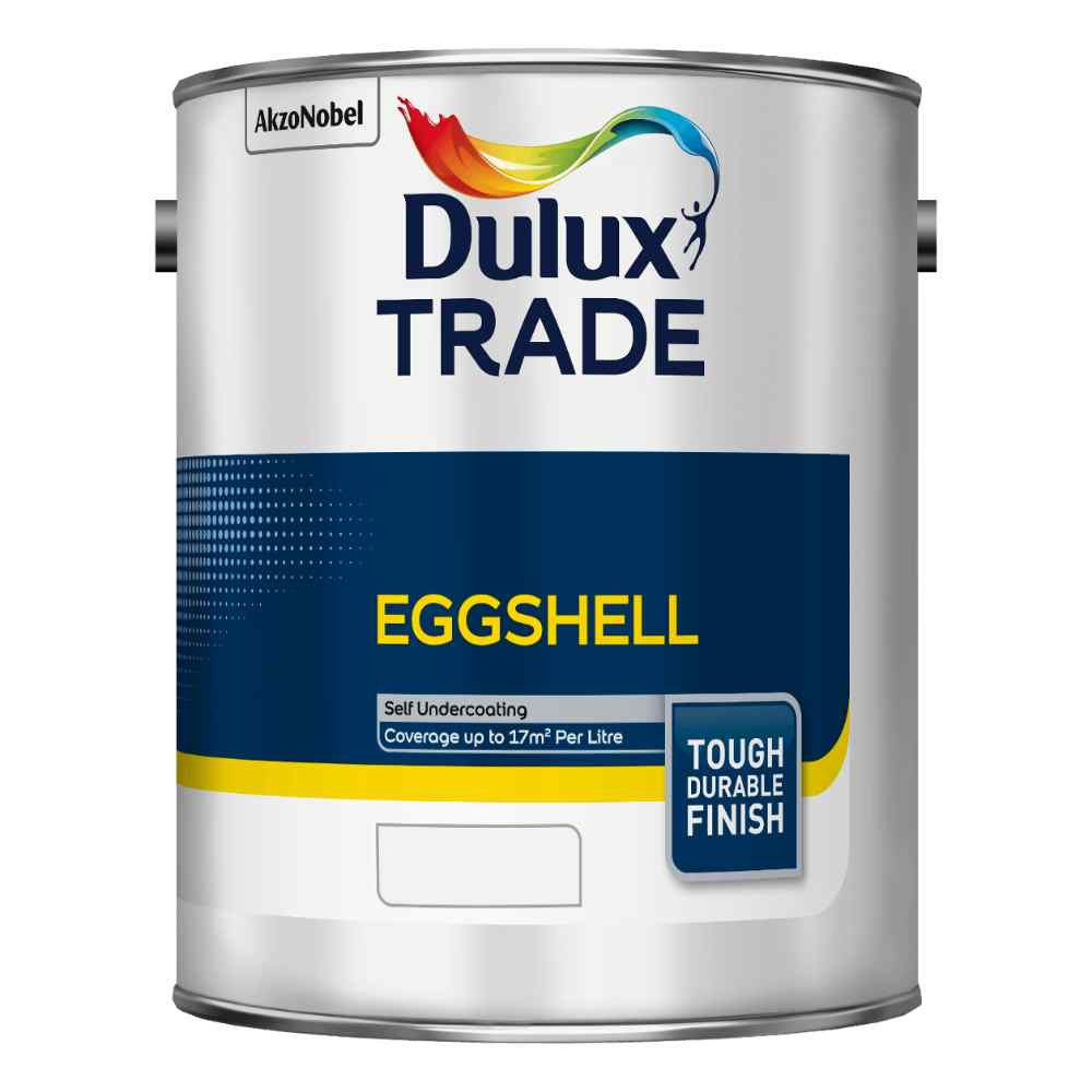 Photograph of Dulux Eggshell Brilliant White Paint, 2.5L, Solvent Based, BS 6150, 3.151kg