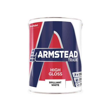 Armstead Trade High Gloss Pure Brilliant White, Solvent Based, BS 6150, 5L