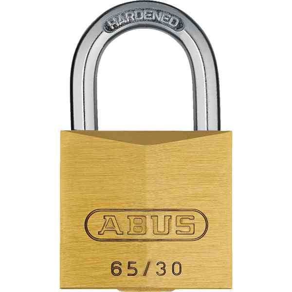 Photograph of Abus 65 Series Brass Padlock, Long Shackle, Indoor, 50mm (H) x 30mm (W)