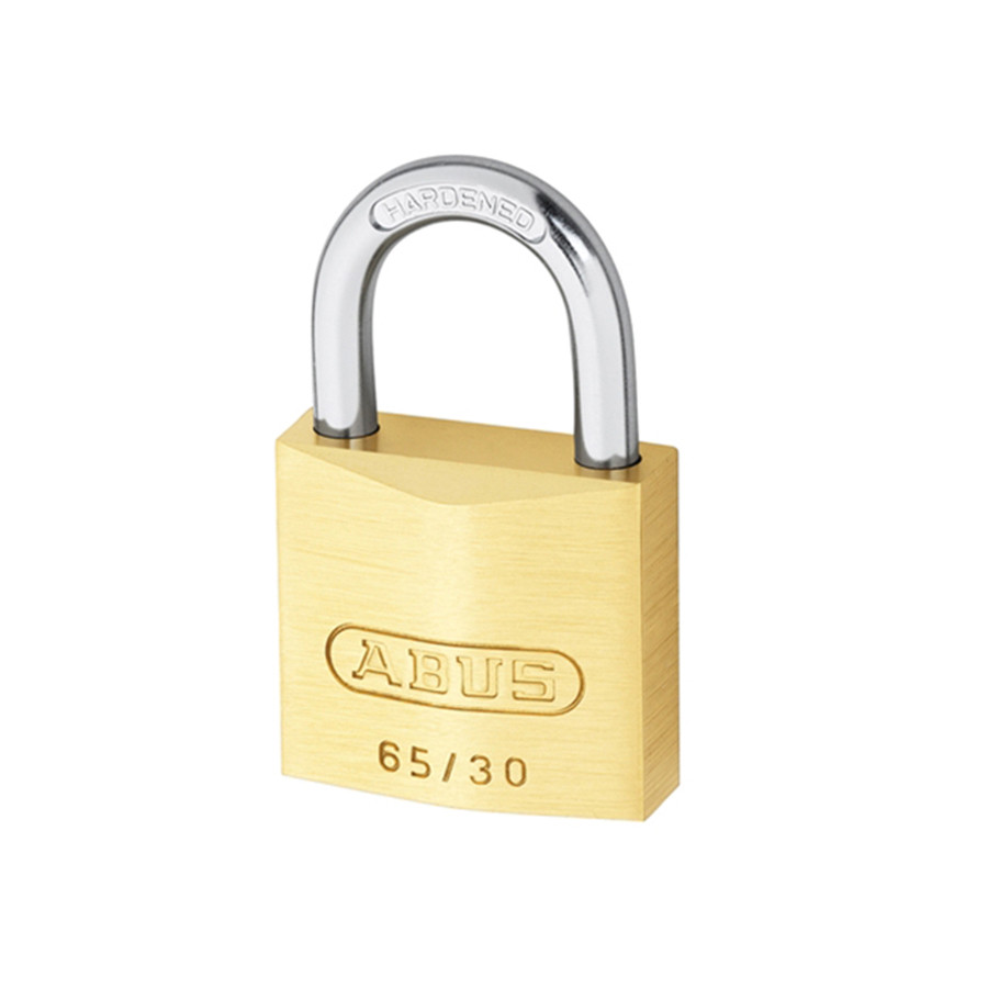 Photograph of Abus 65 Series Padlock, Brass, Long Shackle, Indoor, 50mm (H) x 30mm (W)