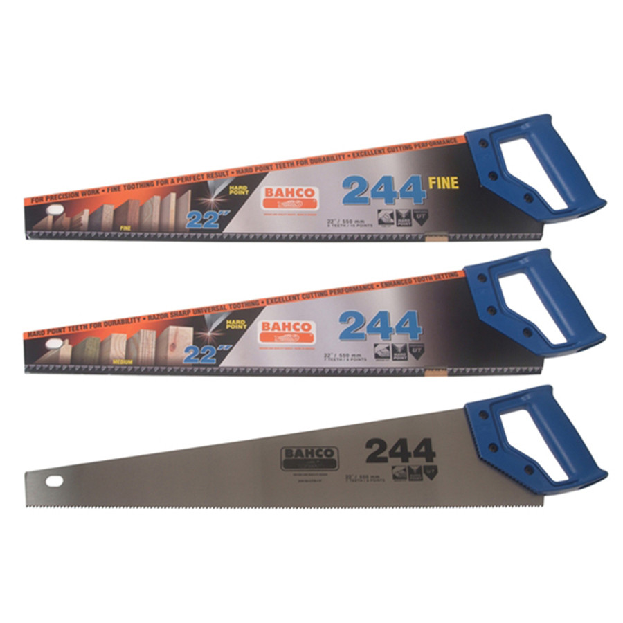 Photograph of Bahco Handsaw Twin Pack 2 x 244 Hardpoint Handsaw 550mm 22" with 1 x 244 Fine Cut Handsaw 500mm (20")