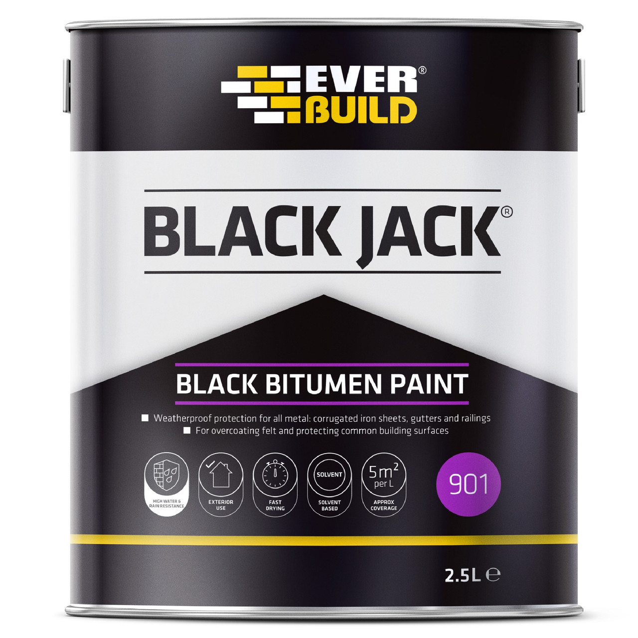 Photograph of Everbuild 901 Black Jack Bitumen Paint 2.5Ltr