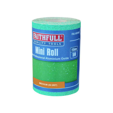 Further photograph of Faithfull Aluminium Oxide Paper Roll Green 115mm x 10m 120G