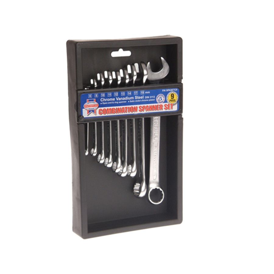 Photograph of Faithfull Combination Spanner CV Set 6-19mm (9 Pieces)