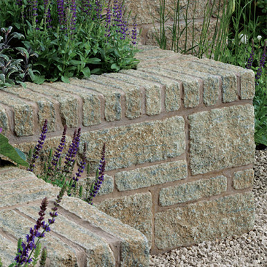 Further photograph of Carluke Walling Rumbled Face 300mm x 100mm x 65mm Buff/Black