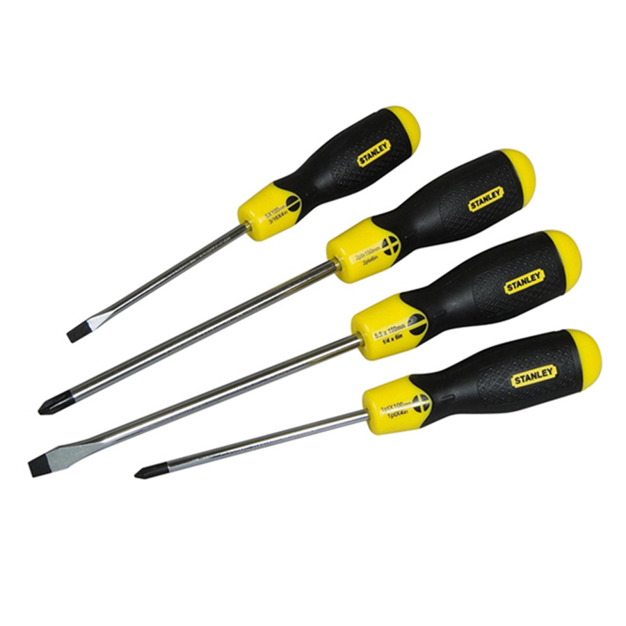 Photograph of Stanley Cushion Grip Screwdriver Set Parallel/Flared/Phillips (4 Piece Set)