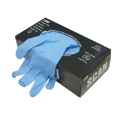 Further photograph of Scan Premium Nitrile Examination Gloves Size 9 (Large) (Box of 100)