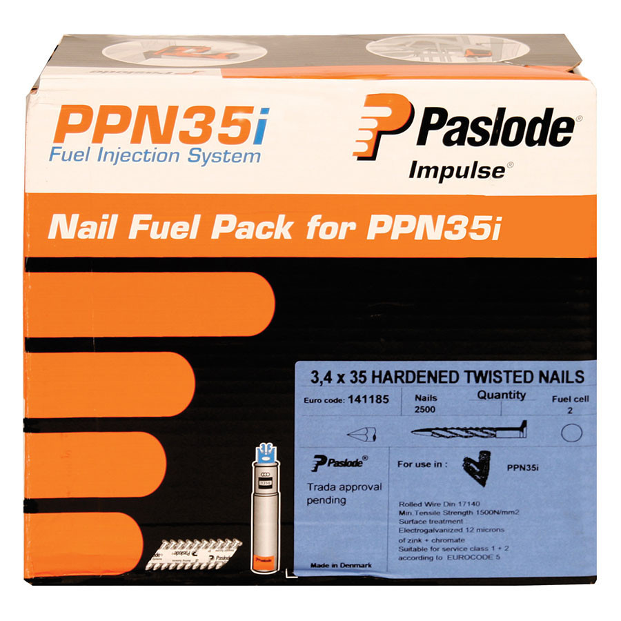 Photograph of Paslode 141185 PPN35i Nail Fuel Pack 35mm x 3.4mm Galvanised