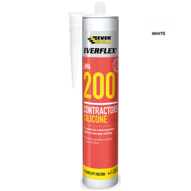 Everbuild LMA 200 Contractors Silicone Sealant, White, 295 ML product image