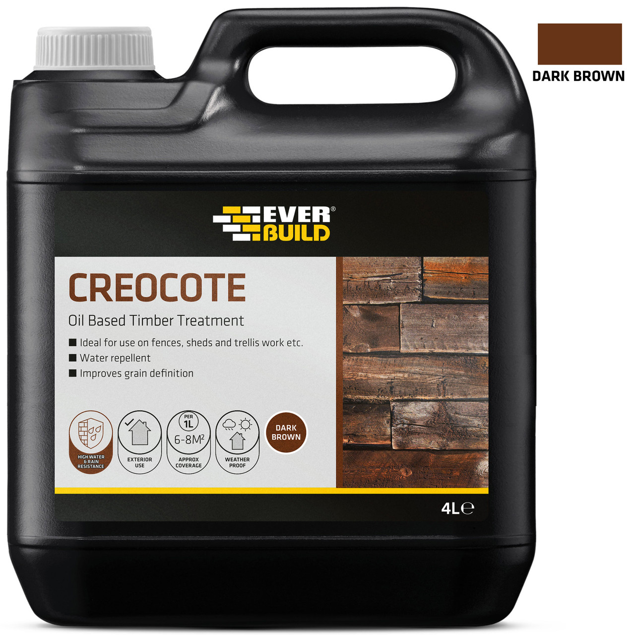 Photograph of Everbuild Creocote Light Brown 4Ltr