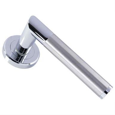 Further photograph of Serozzetta M Trend Lever On Rose Dual Finish Satin/Chrome