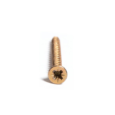 Further photograph of 3.5mm x 25mm (6g x 1") Reisser R2 Cutter Countersunk Pozi Wood Screws Yellow Tropicalized (Box of 200)