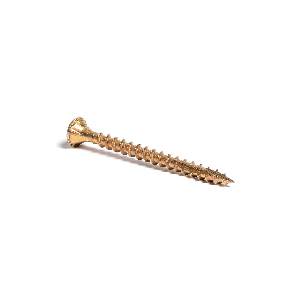 Photograph of 3.5mm x 25mm (6g x 1") Reisser R2 Cutter Countersunk Pozi Wood Screws Yellow Tropicalized (Box of 200)